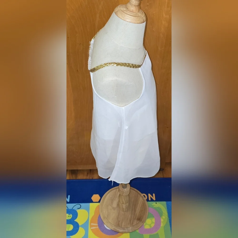 Girls SZ 2 White TOP w/ Gold Braided Neckline Sleeveless / NEW - Picture 7 of 10